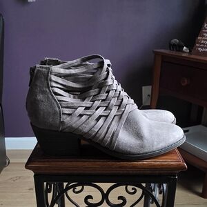 Fergalicious Woven Gray Ankle Booties